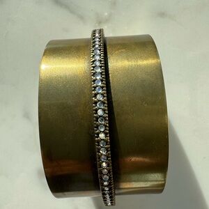 Brass Cuff Bracelet with Swarovski Crystal Accent